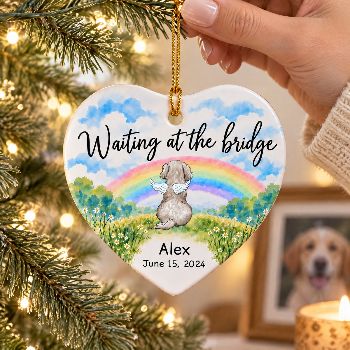 Rainbow Bridge - Personalized Ceramic Ornament, Pet Memory Gift