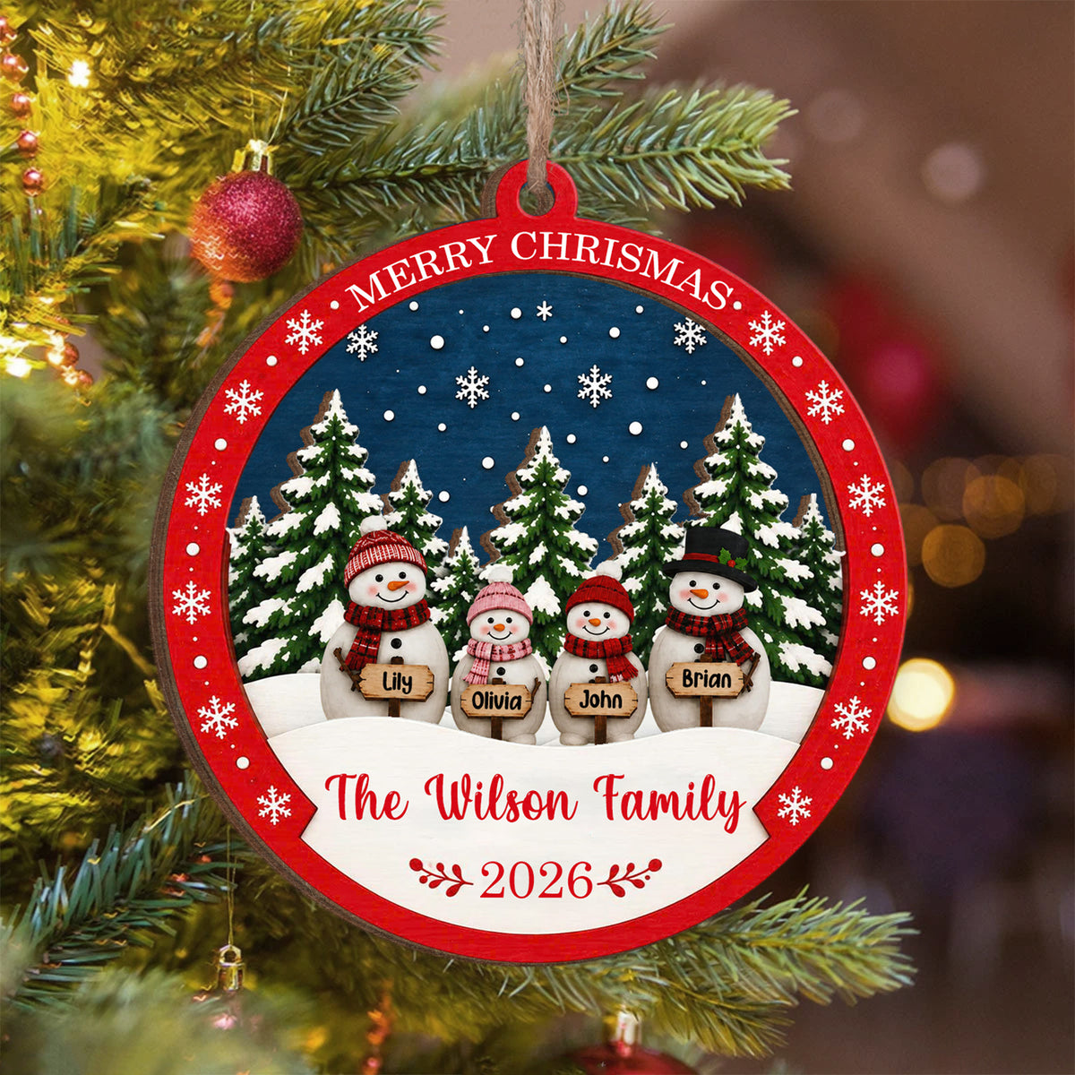 Because the Best Part of Christmas Is Being Together - Personalized 2 Layer Wooden Ornament, Family Christmas Ornament