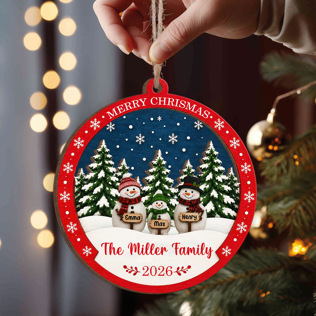 Because the Best Part of Christmas Is Being Together - Personalized 2 Layer Wooden Ornament, Family Christmas Ornament