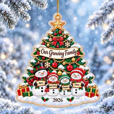 Our Growing Family – Personalized Snowman Family Christmas Tree Ornament