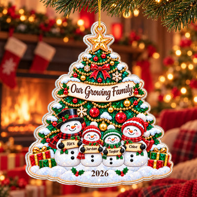 Our Growing Family – Personalized Snowman Family Christmas Tree Ornament