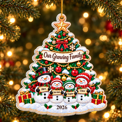Our Growing Family – Personalized Snowman Family Christmas Tree Ornament