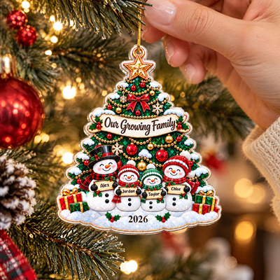 Our Growing Family – Personalized Snowman Family Christmas Tree Ornament