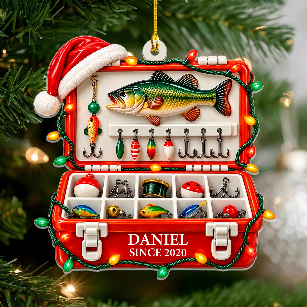 Fishing Passion - Personalized Acrylic Ornament, Fishing Tackle Ornament For Fisherman, Dad Fishing Man Gifts