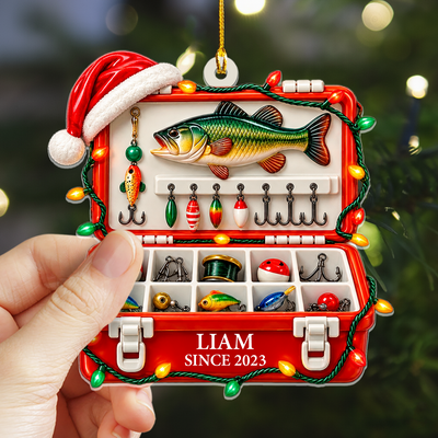Fishing Passion - Personalized Acrylic Ornament, Fishing Tackle Ornament For Fisherman, Dad Fishing Man Gifts