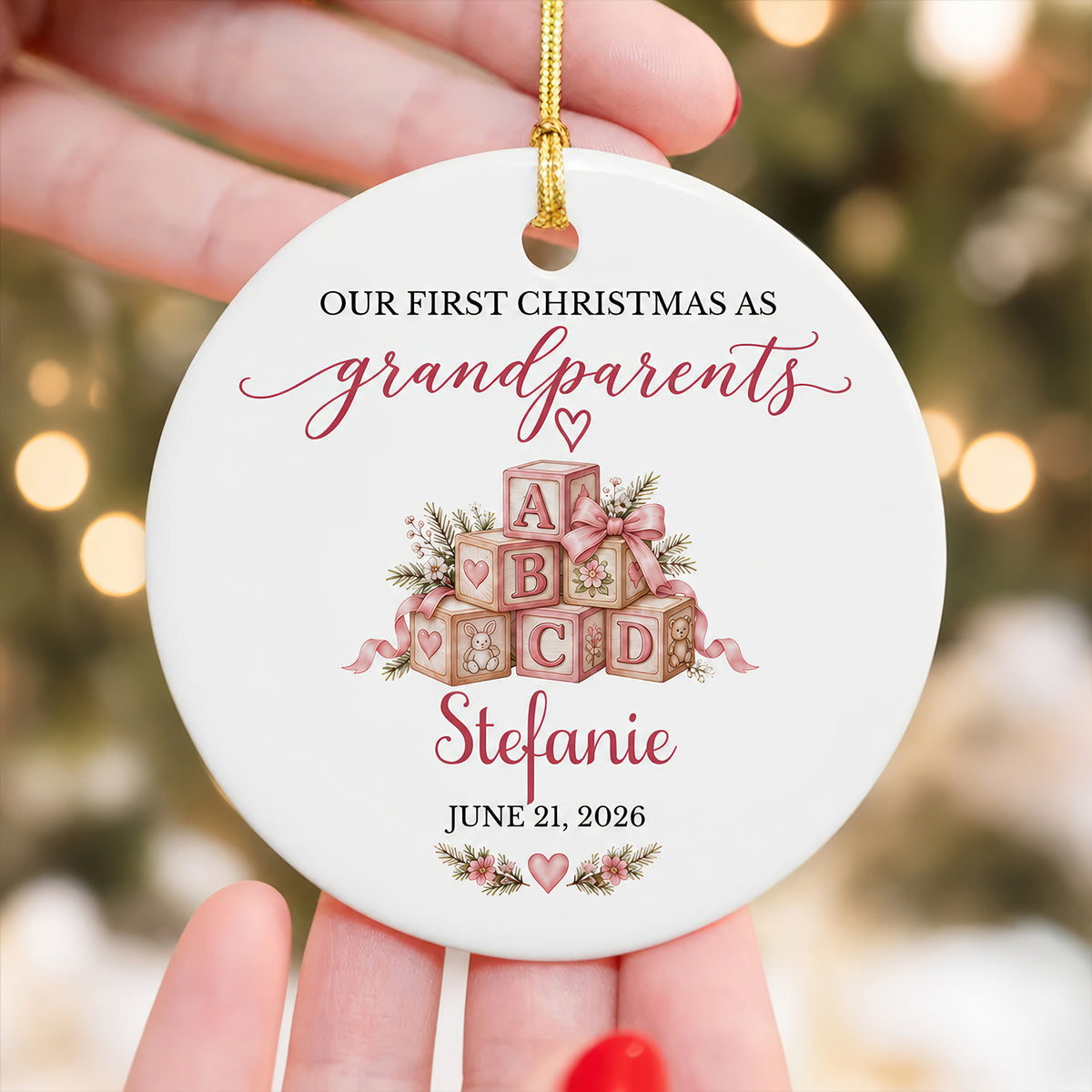 Our First Christmas As Grandparents, Personalized Ceramic Ornament, Christmas Grandma Gift