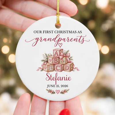Our First Christmas As Grandparents, Personalized Ceramic Ornament, Christmas Grandma Gift
