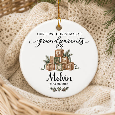 Our First Christmas As Grandparents, Personalized Ceramic Ornament, Christmas Grandma Gift