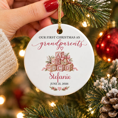 Our First Christmas As Grandparents, Personalized Ceramic Ornament, Christmas Grandma Gift