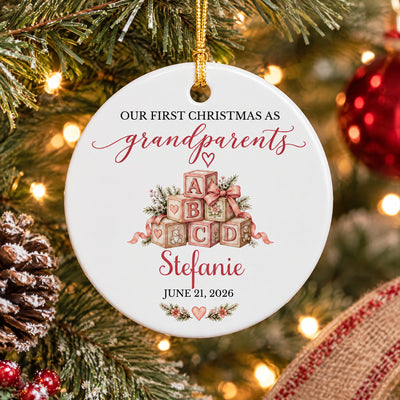 Our First Christmas As Grandparents, Personalized Ceramic Ornament, Christmas Grandma Gift