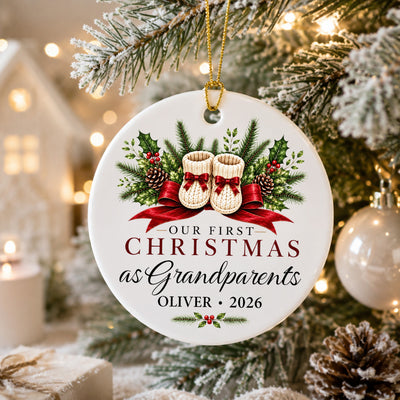 First Christmas As Grandparents - Personalized Ceramic Ornament, Gift For New Grandparents, New Baby Gift