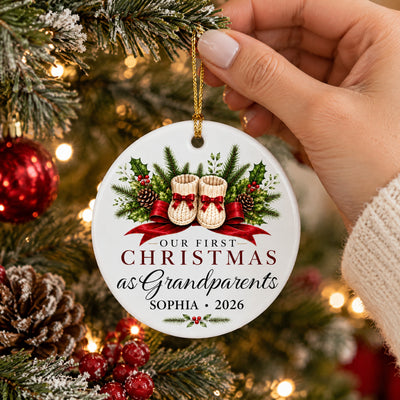 First Christmas As Grandparents - Personalized Ceramic Ornament, Gift For New Grandparents, New Baby Gift