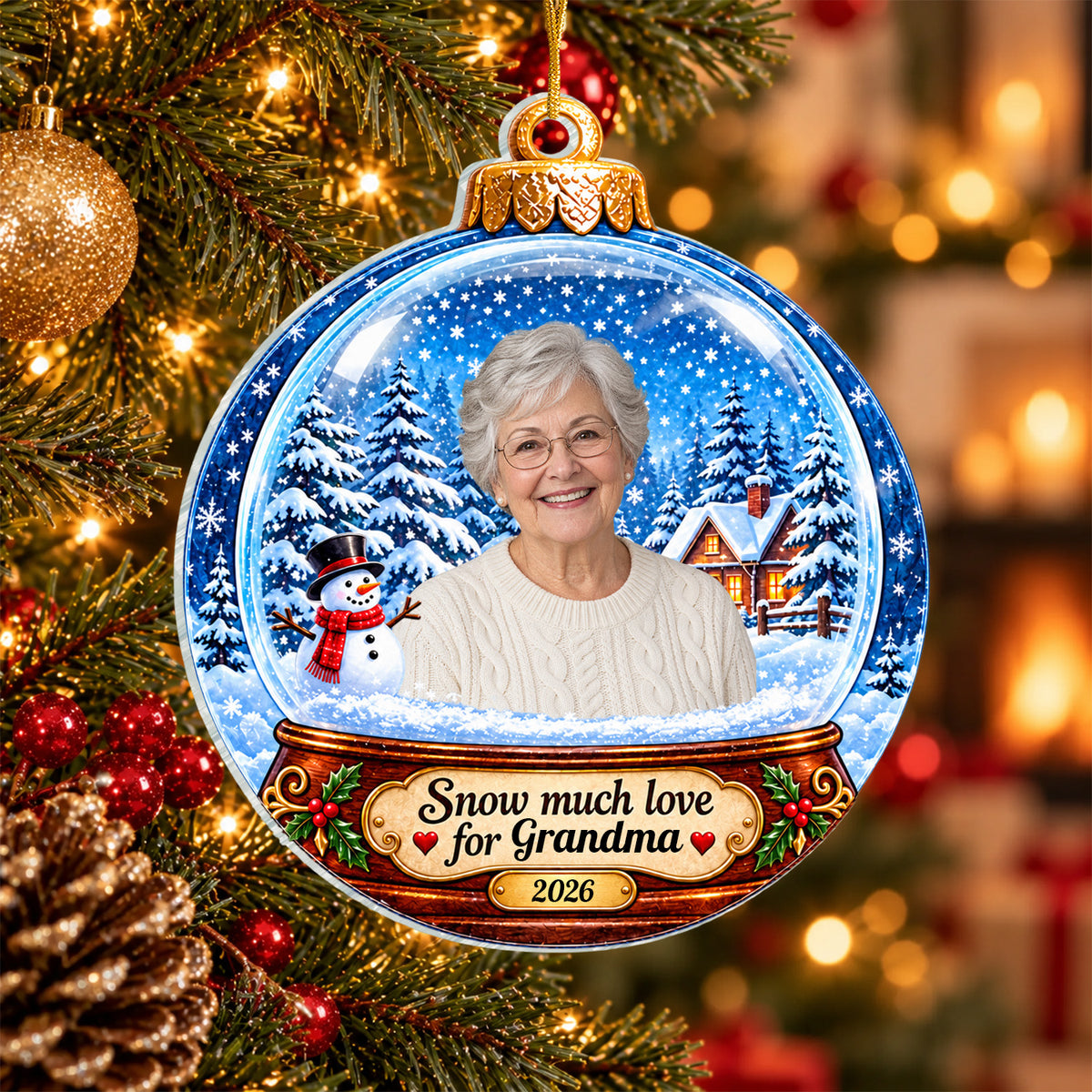 Snow Globe Photo Christmas Ornament for Grandma