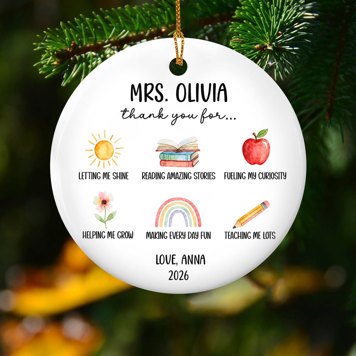 Thank You For All - Personalized Ornament, Custom Holiday Ornament For Educator Appreciation