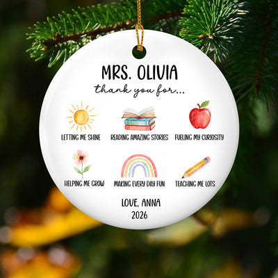 Thank You For All - Personalized Ornament, Custom Holiday Ornament For Educator Appreciation