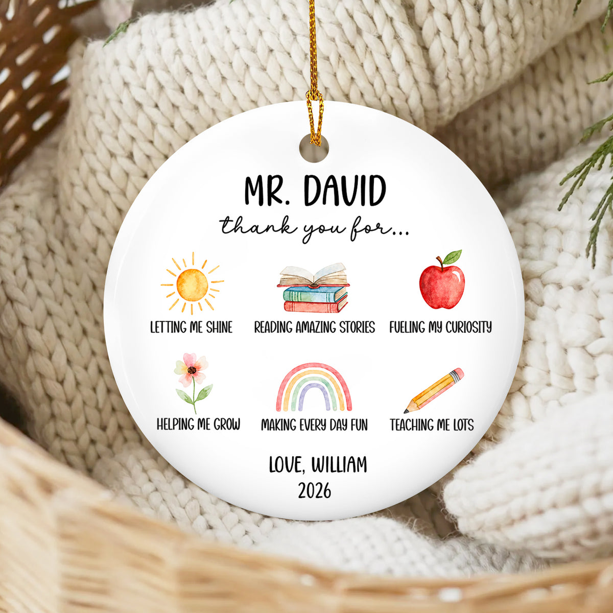 Thank You For All - Personalized Ornament, Custom Holiday Ornament For Educator Appreciation