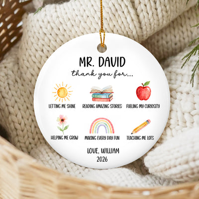 Thank You For All - Personalized Ornament, Custom Holiday Ornament For Educator Appreciation