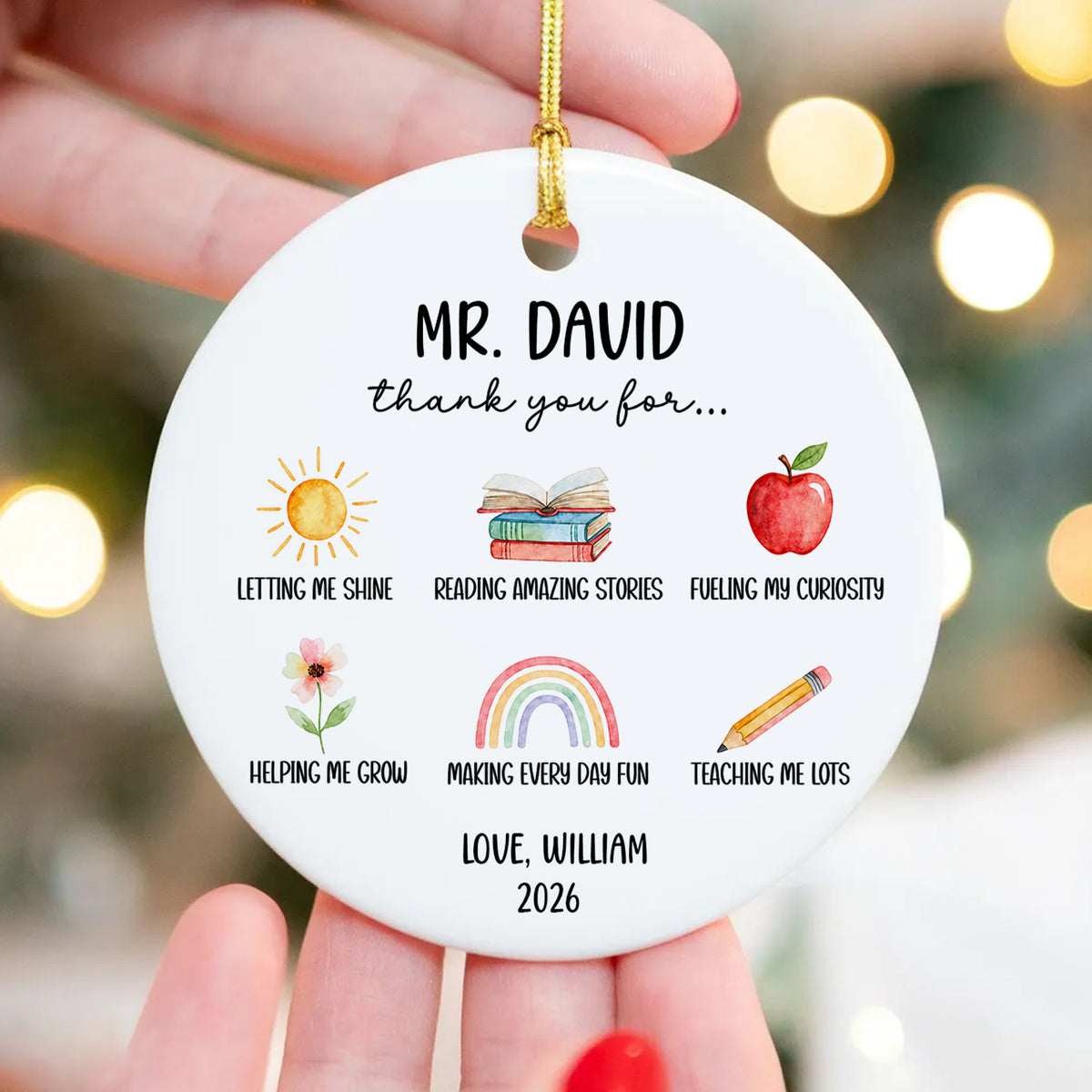 Thank You For All - Personalized Ornament, Custom Holiday Ornament For Educator Appreciation