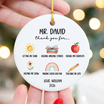 Thank You For All - Personalized Ornament, Custom Holiday Ornament For Educator Appreciation