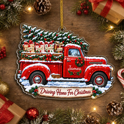 Vintage Truck with Family Tree Custom Acrylic Ornament