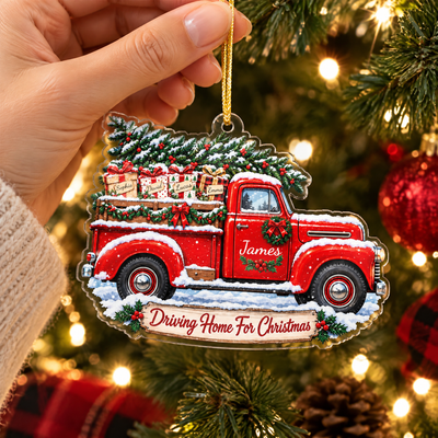 Vintage Truck with Family Tree Custom Acrylic Ornament