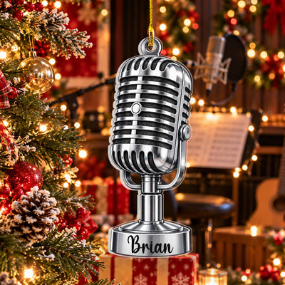 Personalized Vintage Microphone Acrylic Ornament