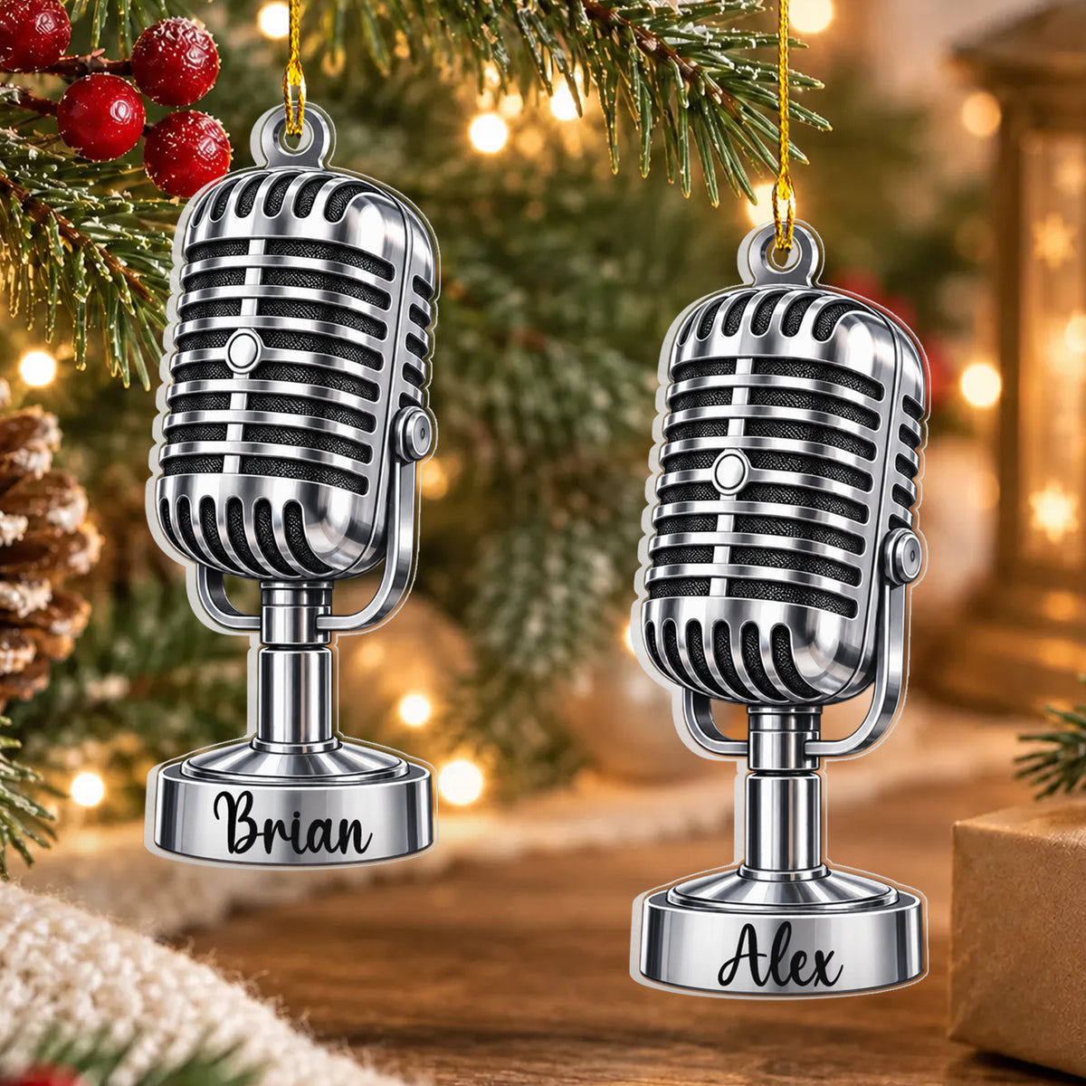 Personalized Vintage Microphone Acrylic Ornament