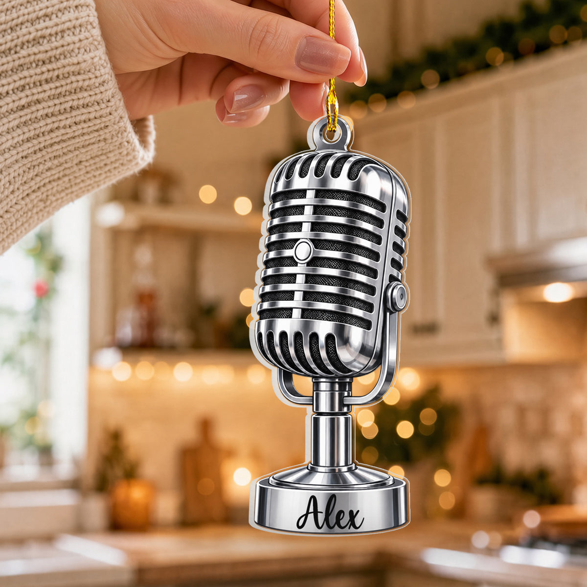 Personalized Vintage Microphone Acrylic Ornament