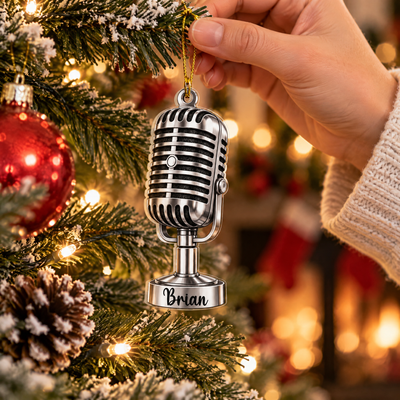 Personalized Vintage Microphone Acrylic Ornament