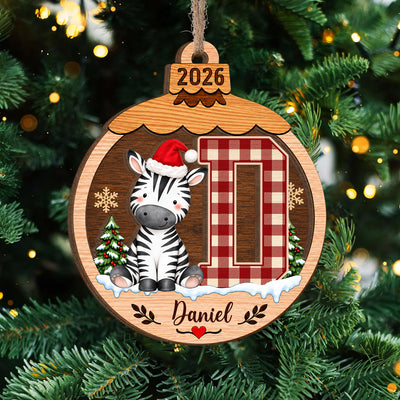 Woodland Friends Christmas- Personalized Wooden Ornament, Custom Initial Christmas Ornament, New Baby Ornament, Baby Shower Gifts, Christmas Gift for Kids & Family