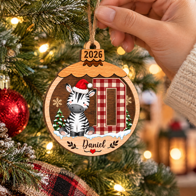 Woodland Friends Christmas- Personalized Wooden Ornament, Custom Initial Christmas Ornament, New Baby Ornament, Baby Shower Gifts, Christmas Gift for Kids & Family