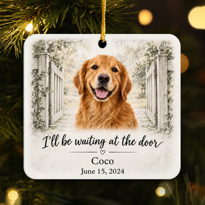 Waiting at the Door Pet Memorial Custom Photo Acrylic Ornament