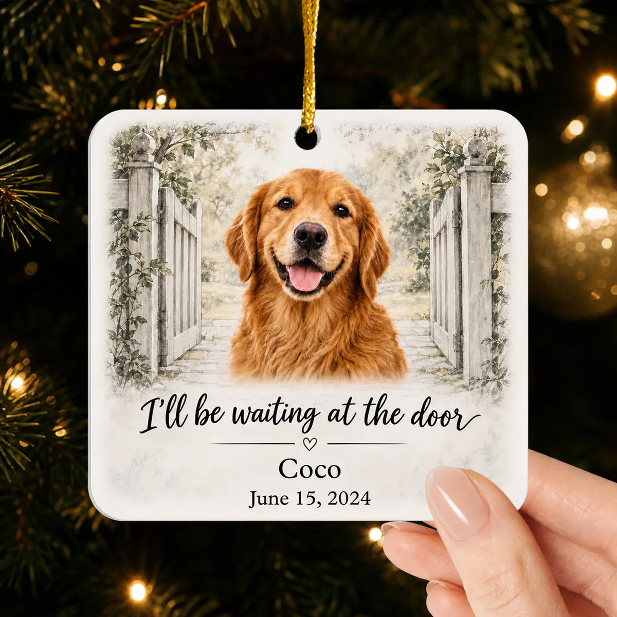 Waiting at the Door Pet Memorial Custom Photo Acrylic Ornament