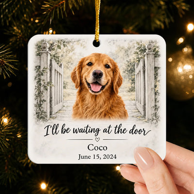 Waiting at the Door Pet Memorial Custom Photo Acrylic Ornament