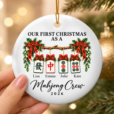 Mahjong Crew - Personalized Ornament, Custom Name Mahjong Team Ornament, Gift For Mahjong Lovers