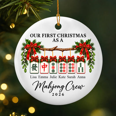 Mahjong Crew - Personalized Ornament, Custom Name Mahjong Team Ornament, Gift For Mahjong Lovers