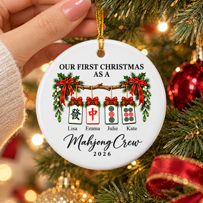 Mahjong Crew - Personalized Ornament, Custom Name Mahjong Team Ornament, Gift For Mahjong Lovers