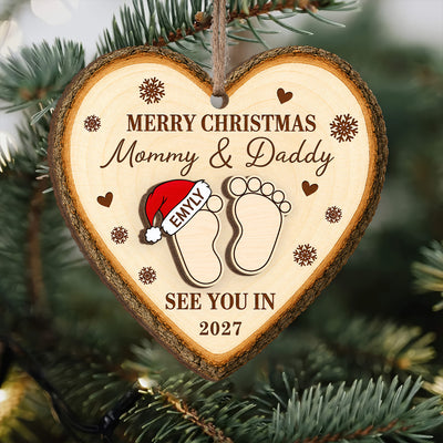 Baby Expecting - Personalized Wooden Ornament, Pregnancy Ornament, Baby Announcement Gift, Expecting Mom Gift