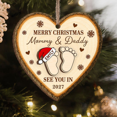 Baby Expecting - Personalized Wooden Ornament, Pregnancy Ornament, Baby Announcement Gift, Expecting Mom Gift