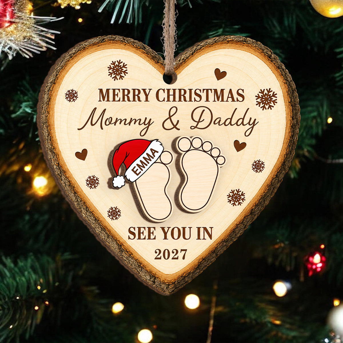 Baby Expecting - Personalized Wooden Ornament, Pregnancy Ornament, Baby Announcement Gift, Expecting Mom Gift
