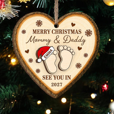 Baby Expecting - Personalized Wooden Ornament, Pregnancy Ornament, Baby Announcement Gift, Expecting Mom Gift