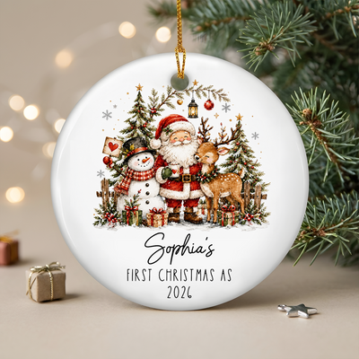 First Christmas- Personalized Ceramic Ornament, Custom Baby Christmas Ornament for Newborn, Custom Holiday Tree Decoration, Baby's First Christmas