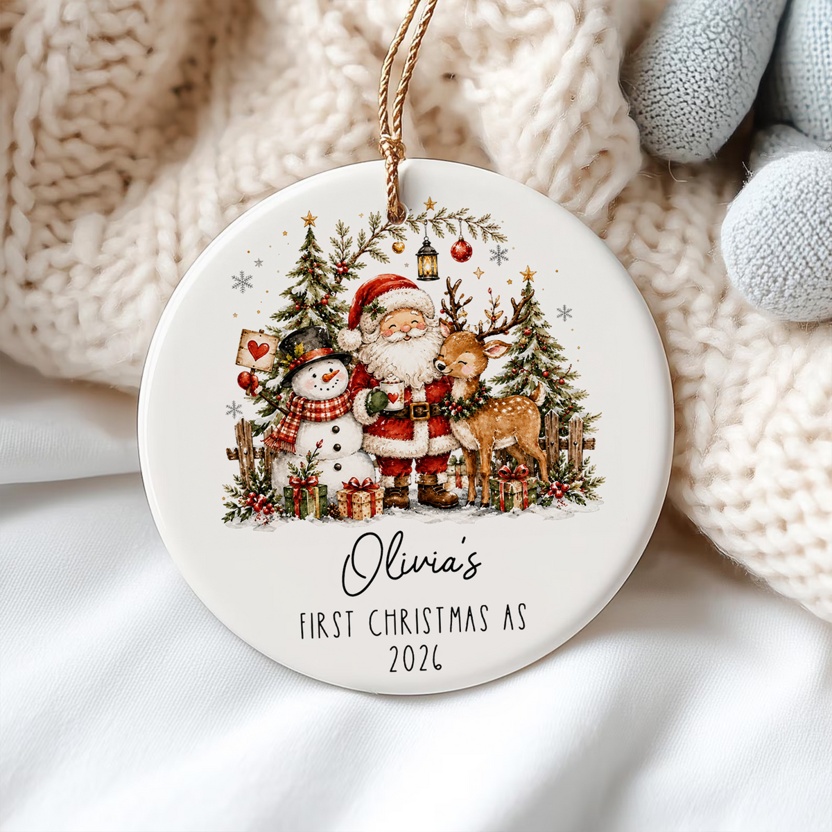 First Christmas- Personalized Ceramic Ornament, Custom Baby Christmas Ornament for Newborn, Custom Holiday Tree Decoration, Baby's First Christmas