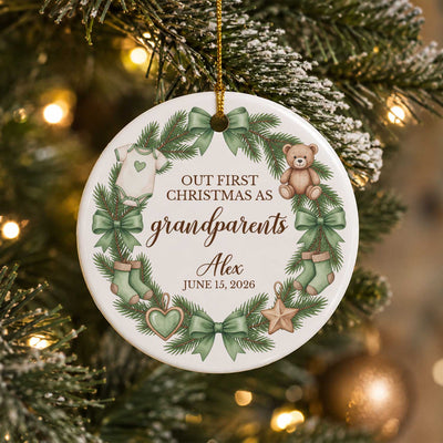 First Christmas Grandparents - Personalized Ornament, Custom Baby Name First Christmas Ornament, Gift For Grandparents