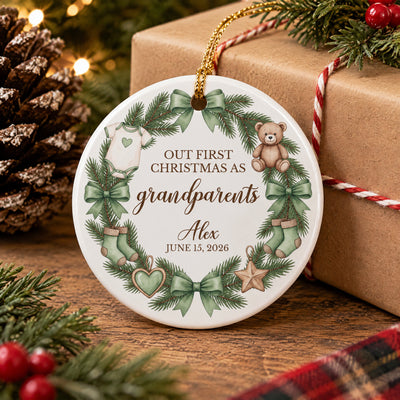 First Christmas Grandparents - Personalized Ornament, Custom Baby Name First Christmas Ornament, Gift For Grandparents