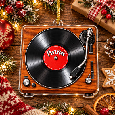 Personalized Vinyl Record Player Acrylic Ornament