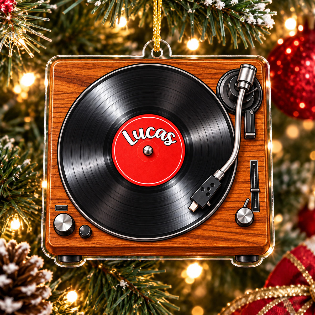 Personalized Vinyl Record Player Acrylic Ornament