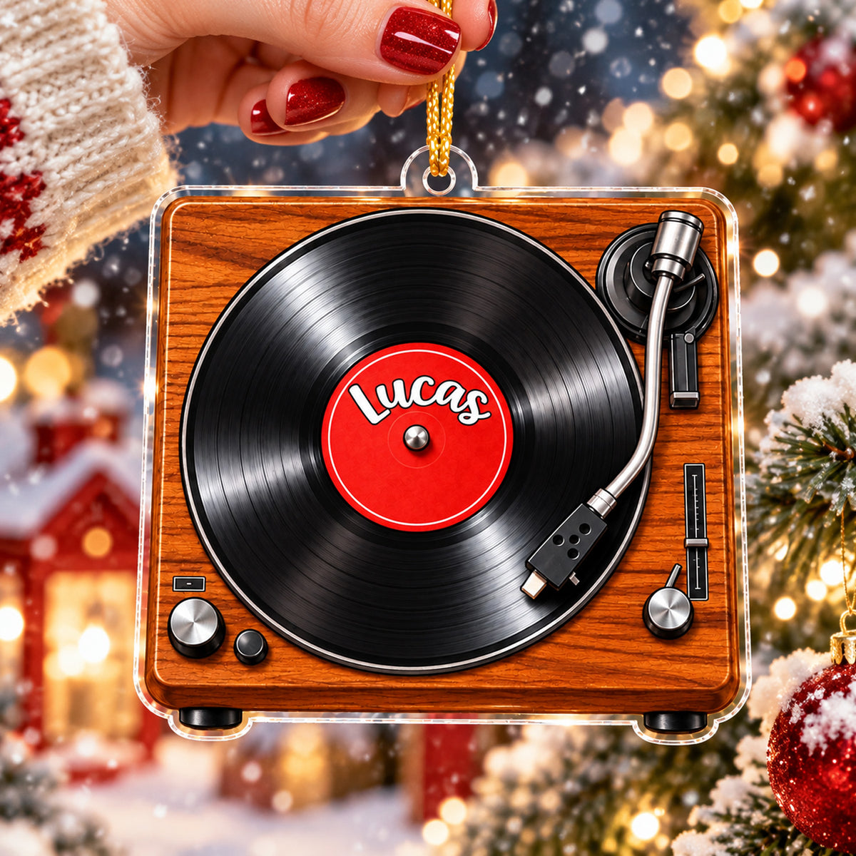 Personalized Vinyl Record Player Acrylic Ornament