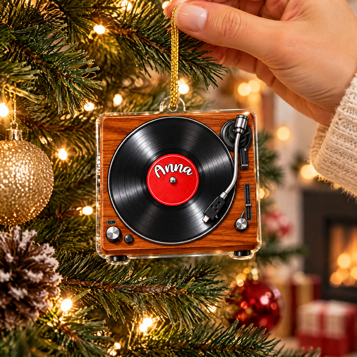 Personalized Vinyl Record Player Acrylic Ornament