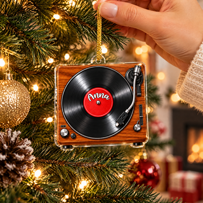 Personalized Vinyl Record Player Acrylic Ornament